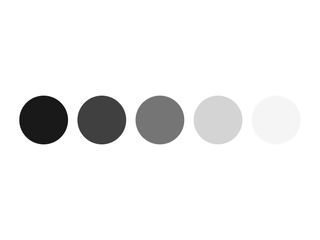 5 gray circles, their colors moving from light to dark