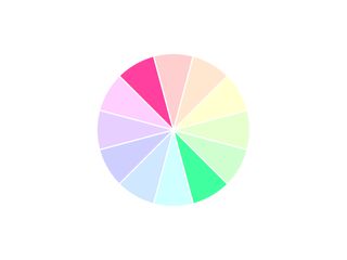 12 colors in a circle/wheel with two opposite colors highlighted